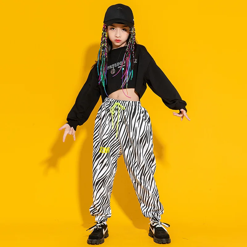 Детская одежда в стиле хип-хоп свитшот укороченный топ с длинным рукавом уличная