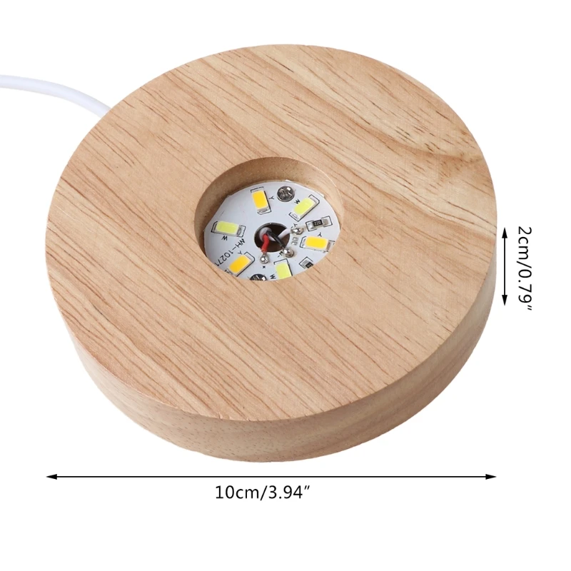 

13MA Handmade Wood Resin Art Dispaly Base 3 Colors LED Light 3D Crystals Glass Ornament Night Lamp Base Stand