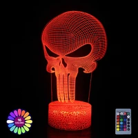 skull pumpkin 3d acrylic table lamp halloween decoration creative holiday gifts touch remote control led illusion night light