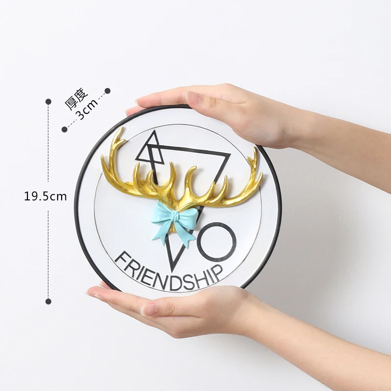 Креативные настенные подвесные тарелки с 3D рисунком лося часы оленем для