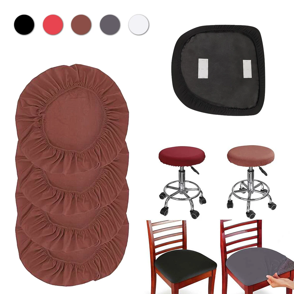 

4Pcs Spandex Dining Room Chair Seat Covers Removable Washable Elastic Cushion Covers For Oblong Square Round Chair Dining Chair