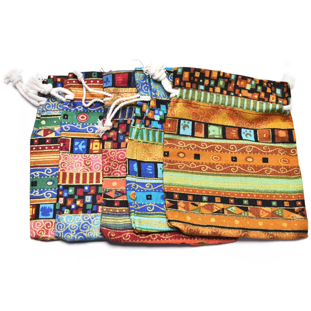 

1pc Perfect Exotic Christmas Wedding Gift Bag Jewelry Pouch Cloth Linen Fabric Packaging With Drawstring