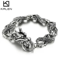 punk dragon link chain mens bracelet 316l stainless steel vintage viking metal bracelets rock party jewelry animal men bracelet