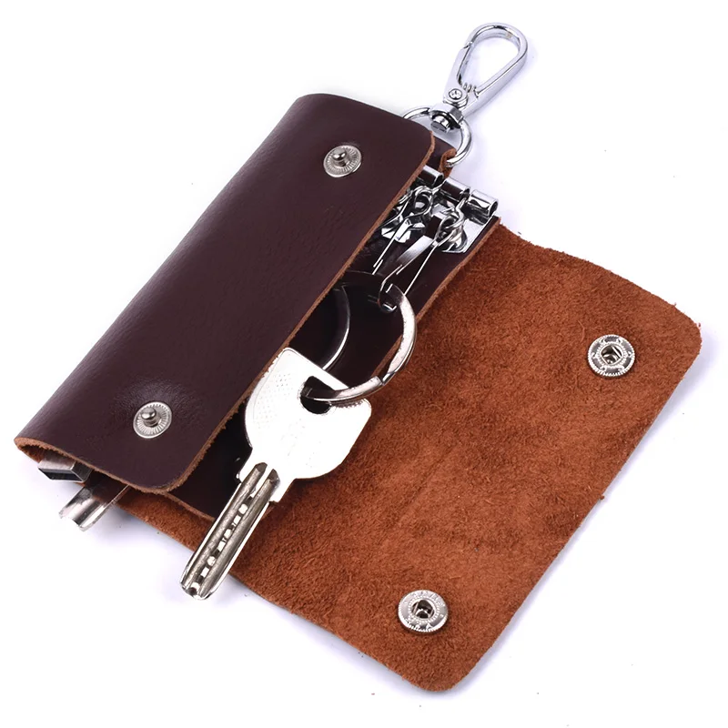 Genuine Leather Key Wallets Keychain Case Bag Men Car Key Holder Women Housekeeper Keys Pouch Organizer Covers