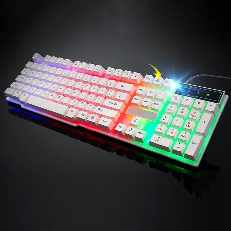 Горячая Распродажа игровая клавиатура с 104 клавишами проводная USB RGB светодиодный