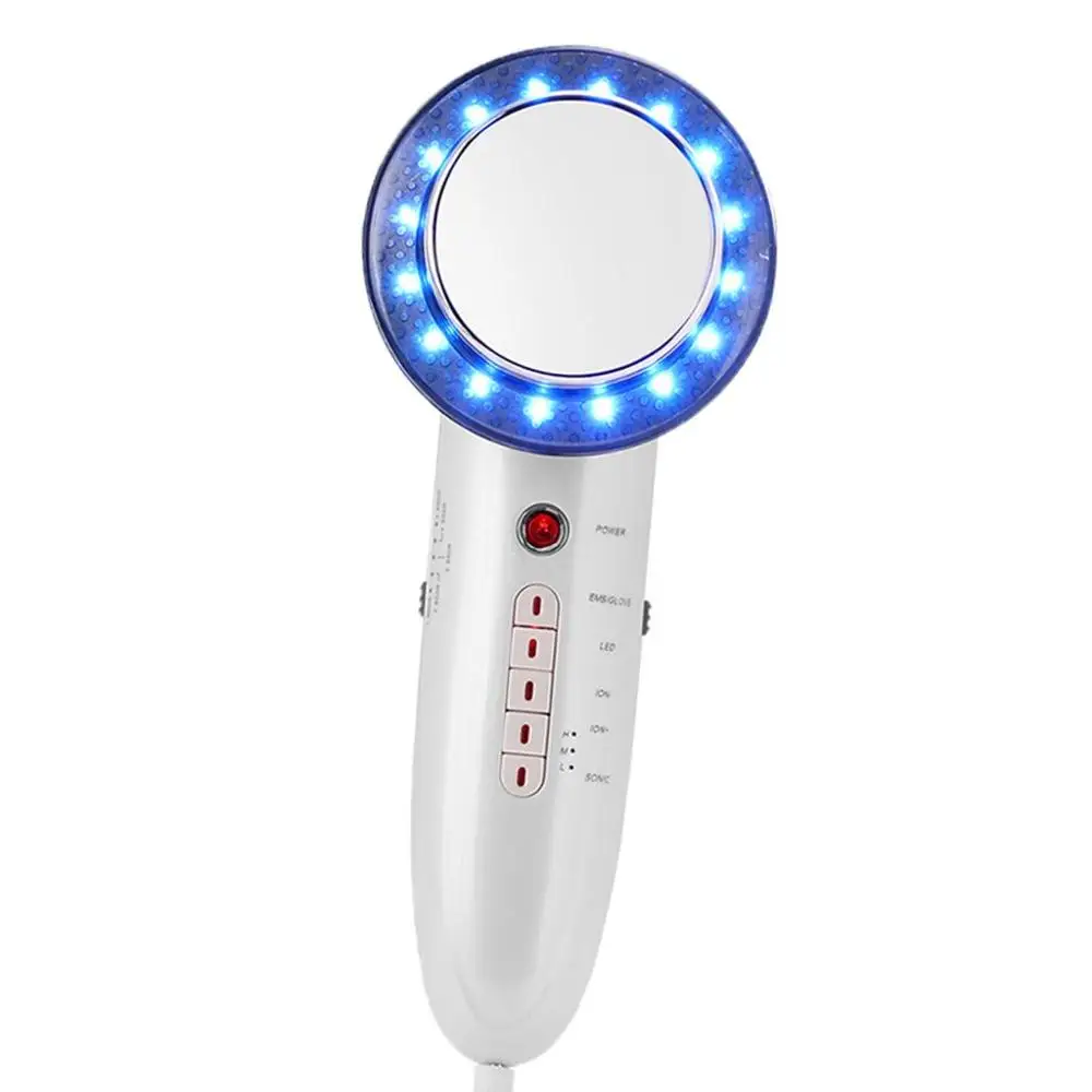 Koop Led Rood Blauw Licht Ems Ultrasone Facial Machine Afslanken Beauty Stimulator Gewichtsverlies Gereedschap Cavitatie Gezicht Schoonheid Machine