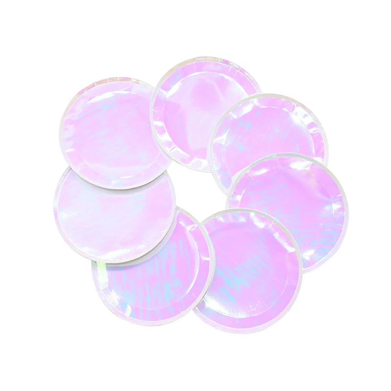 Розовые серебристые, лазерные одноразовые столовые приборы, бумажные тарелки и стаканы соломинки для свадьбы, дня рождения, детский душ вечерние принадлежности для декора