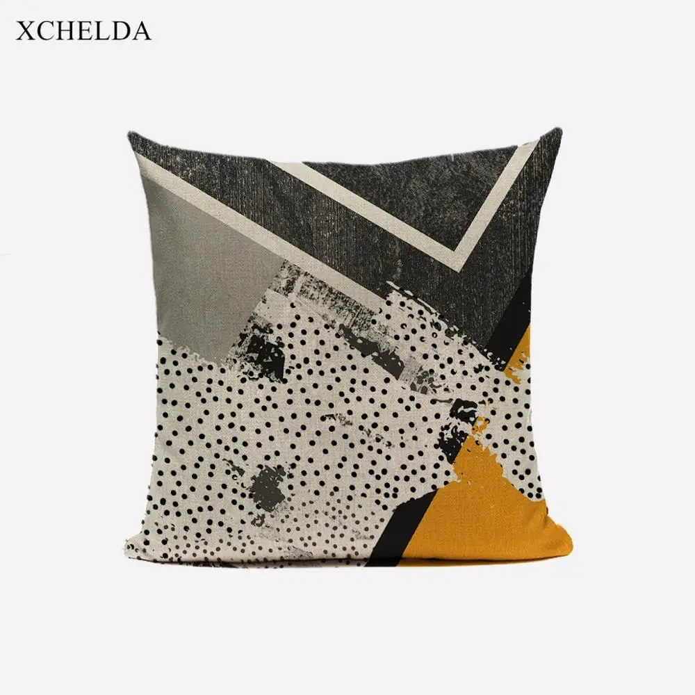 Мех льняная подушка крышка желтая Подушка Чехол Декоративные геометрический Nordic