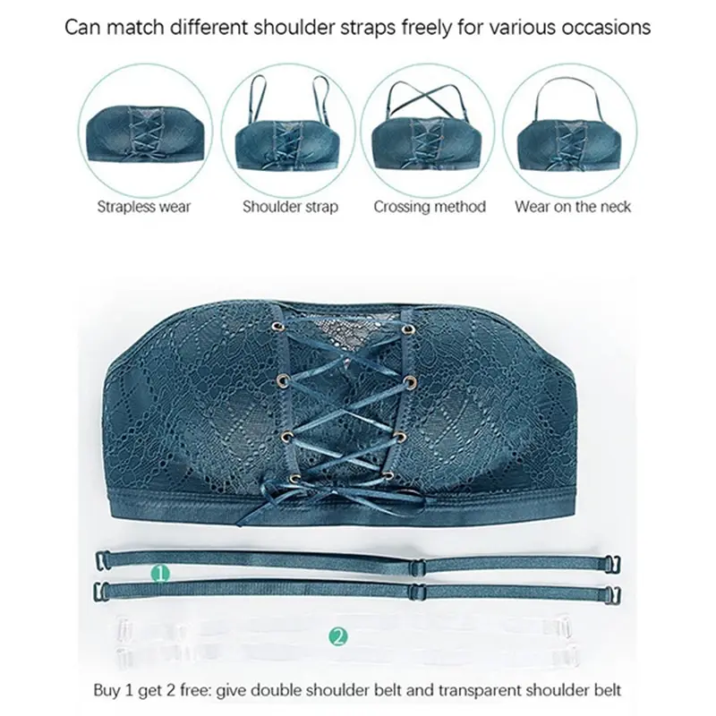 

Push Up Bra Women Seamless Sexy Bra Fashion Wire Free Lingerie 6 Colors Strapless Drawstring Bra Solid Lace Adjustable Bralette