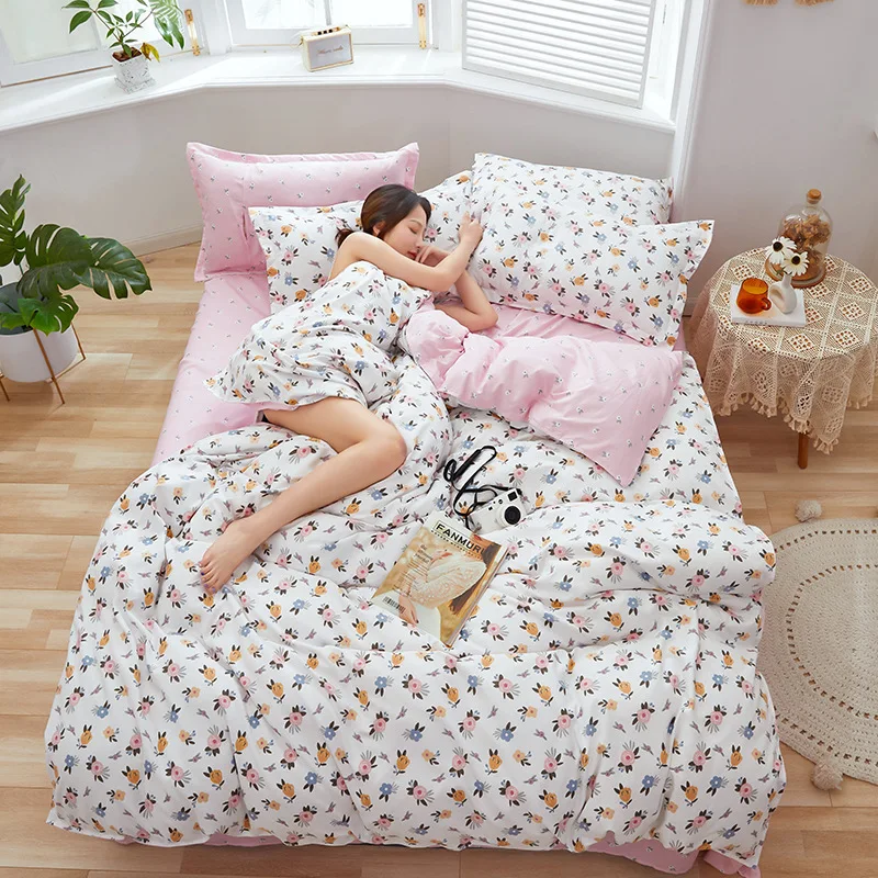 

Домашний текстиль A/B двухсторонняя Постельное белье розового и белого цвета с цветами; Возраст 3/4 шт. Постельное белье натуральный хлопок King...