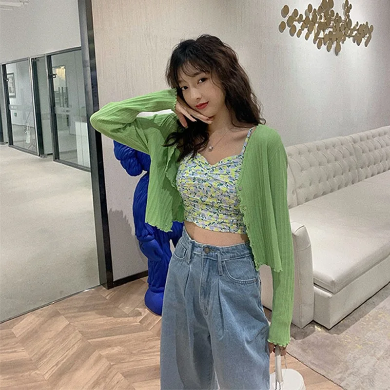 

New 2020 Knit Cardigan For Women Summer Anti-UV Sunscreen Outwear Fashion Casual Solid Color Thin Coat