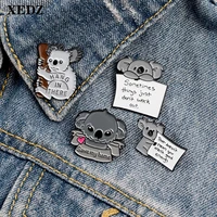 xedz cute koala enamel pin cartoon animal badge helpless mascot custom card card clothes bag lapel brooch jewelry gift to friend