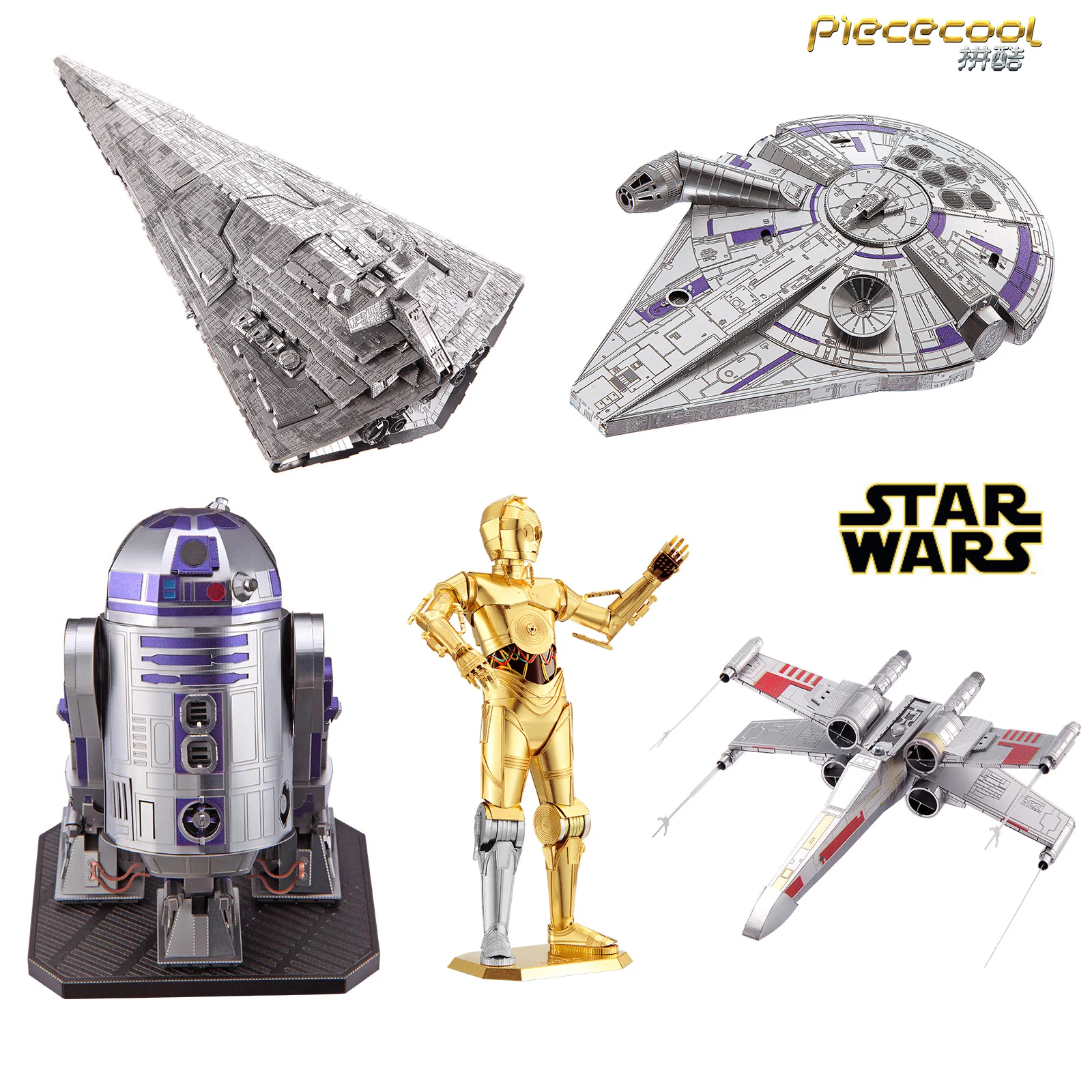 

3D Metal Puzzle piececool Starwars R2D2 C-3PO K-2SO MILLENNIUM FALCON model KITS Assemble Jigsaw Puzzle Gift Toys For Children