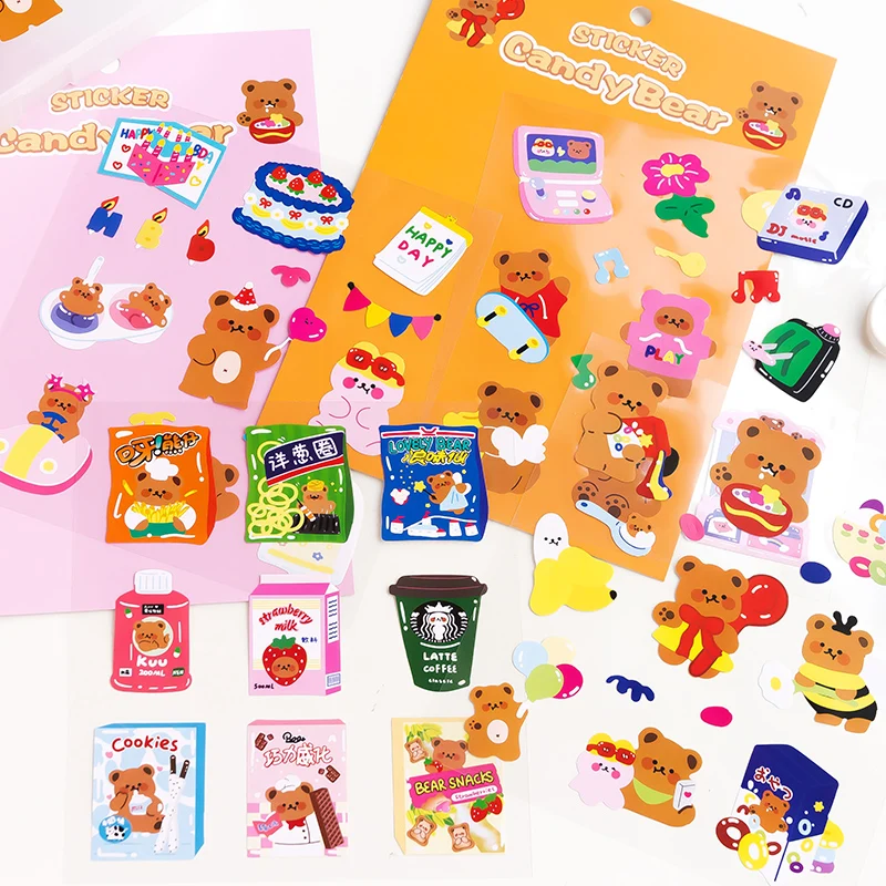 

DIY Cute Kawaii Colorful Paper Sticker Lovely Bear Decorative Adhesive Stickers For Kids Gift Scrapbooking Diary Decoration