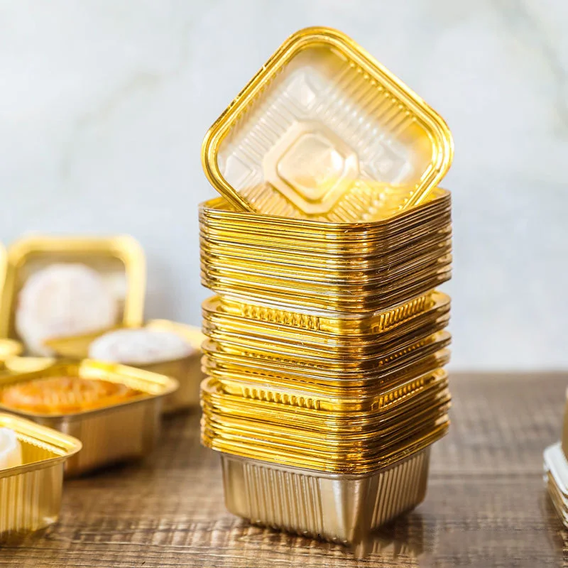 

100pcs Square Moon Cake Trays Mooncake Packaging Box Mooncake Plastic Tray Egg Yolk Crisp Cake Hold Plastic Packing Box Xi Su He