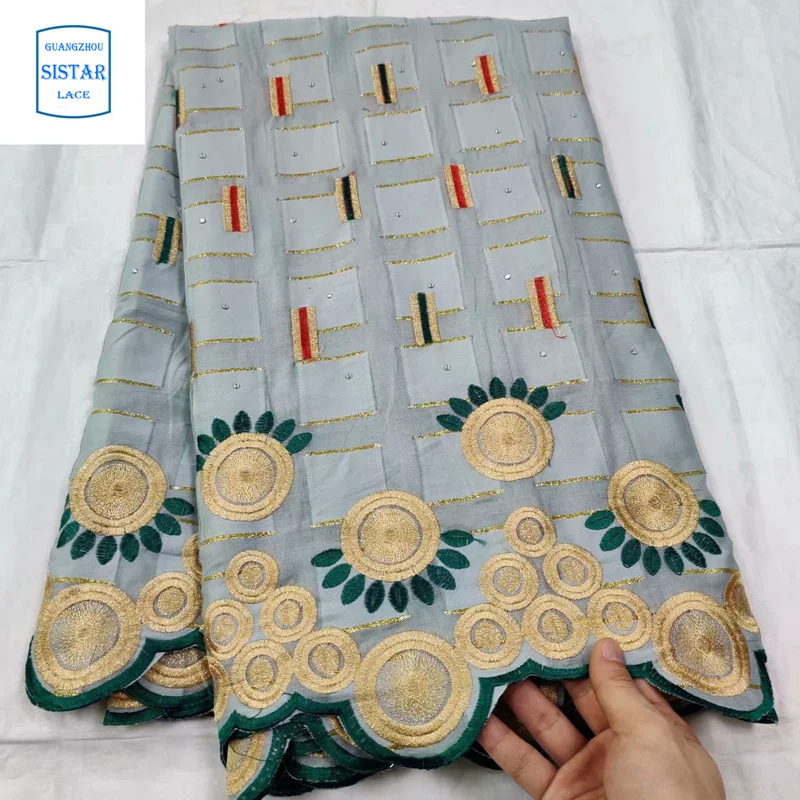 Кружевная ткань Atiku 2020 африканская кружевная с вышивкой из тяжелых камней 100%