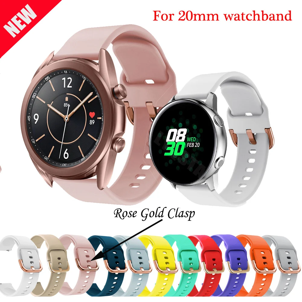 

Ремешок силиконовый для Samsung Galaxy Watch 3 41 мм Active 2 40/44 мм, мягкий спортивный браслет для Galaxy Watch 42 мм, 20 мм