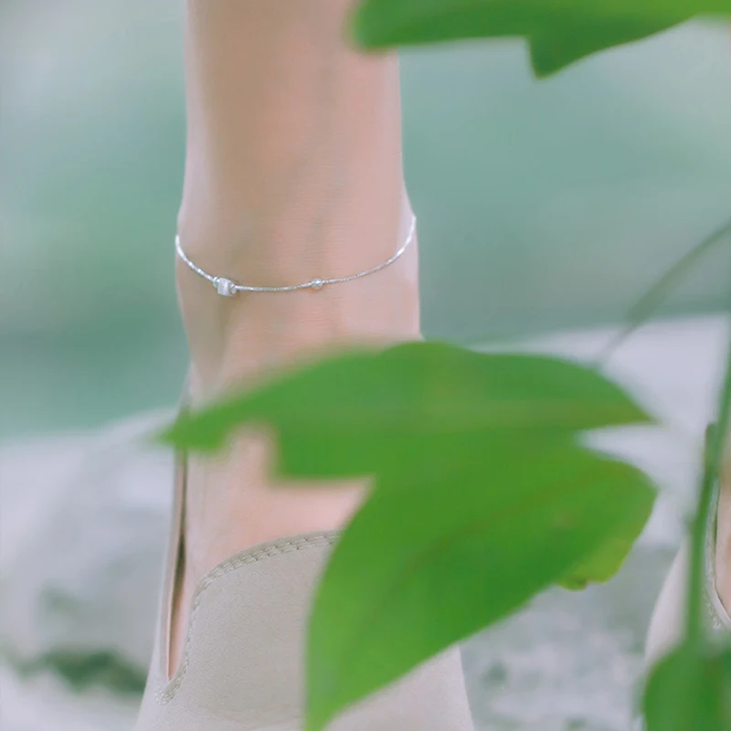 Браслеты на ногу женские из серебра 925 пробы элегантные Квадратные Украшения