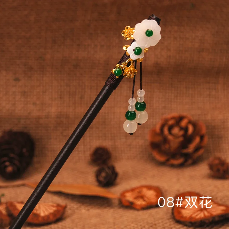 Vintage Chinese Style Hanfu Hair Stick Women Wood Glaze Fork Chopsticks Hairpin Woman Jewelry Clip Accessories |