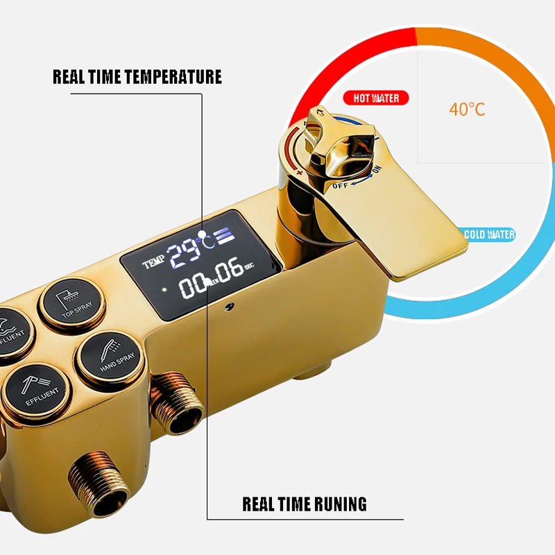 Золотая Душевая система Набор смесителей смеситель для горячей и холодной воды