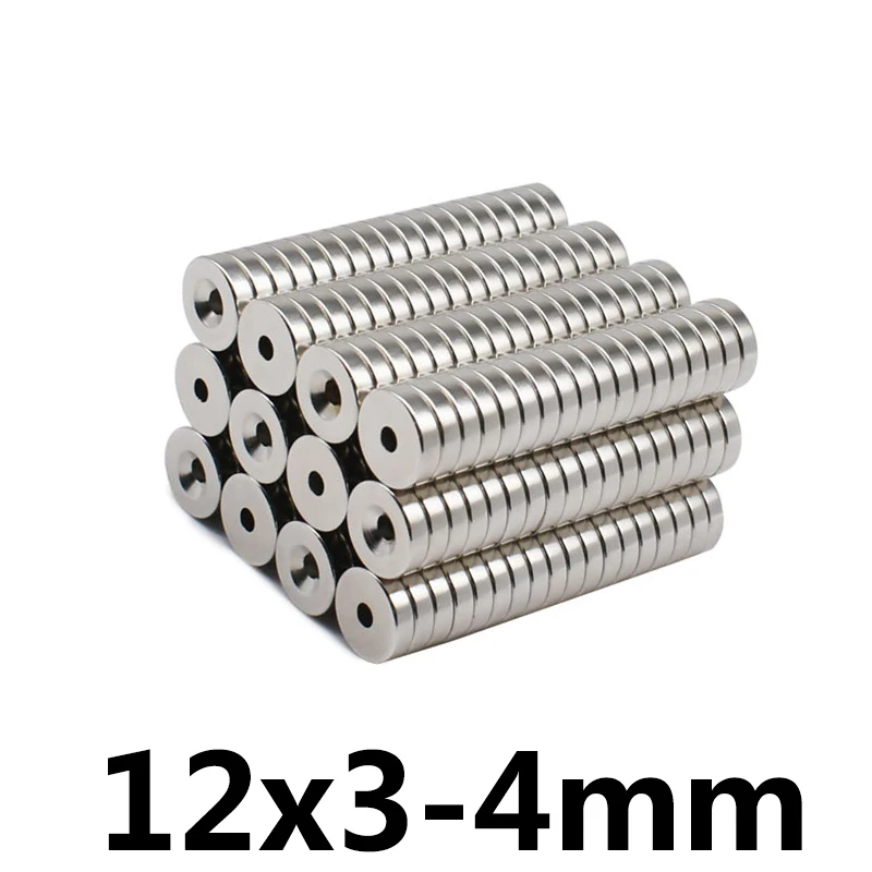 50/100/200 шт 12x3 мм отверстие 4 супер сильный кольцами магнит потайной N35 12*3-4