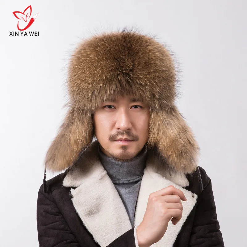 

winter hats Lei Feng real fur hat for men soft genuine sheepskin leather cap men fox raccoon fur hat special offer