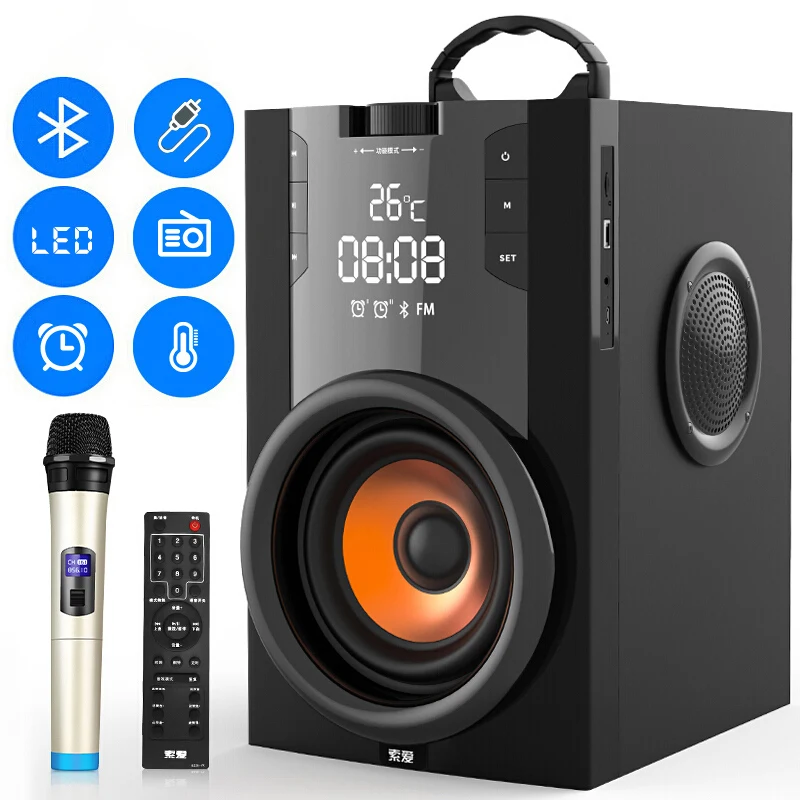 Bluetooth колонка с сабвуфером 2200 мАч ЖК дисплеем|Портативные колонки| |