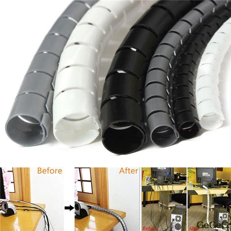 

1M Cable Management Sleeve PC TV Organising Wrap Cover Spiral Wire Management