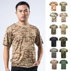Камуфляжная тактическая рубашка с коротким рукавом, Мужская быстросохнущая Боевая футболка, военная армейская футболка, камуфляжная уличная одежда для походов и походов