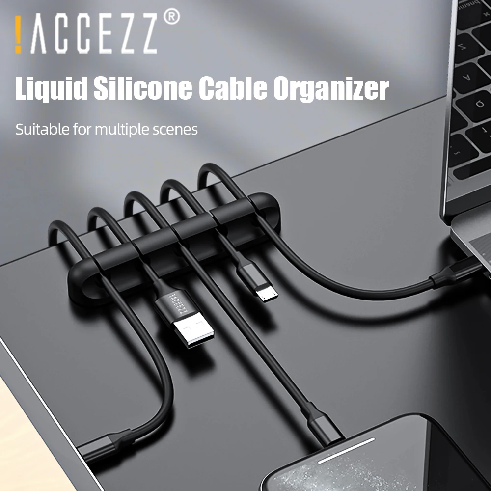 ! ACCEZZ органайзер для кабеля силиконовый держатель USB устройство сматывания