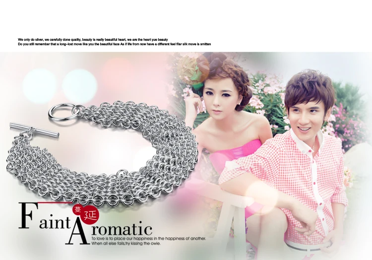 Новый стиль 925 Серебряный браслет для женщин с г жа многослойный дизайн цепями