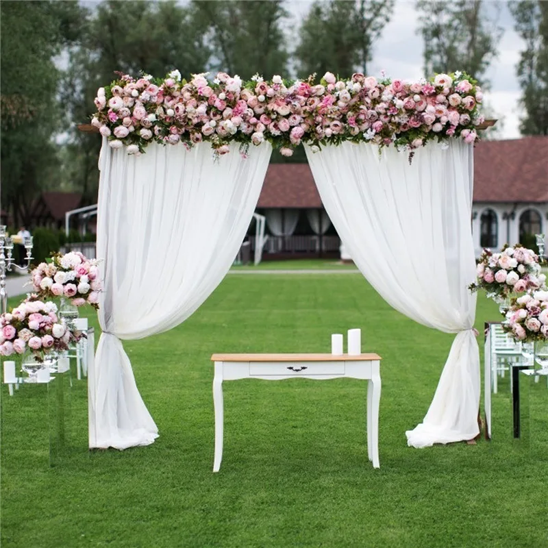 

2 Packs Ready Made Chiffon Wedding Ceremony Arch Drapery Panel Backdrop Curtain Stage Background Photo Booth Party Decorations