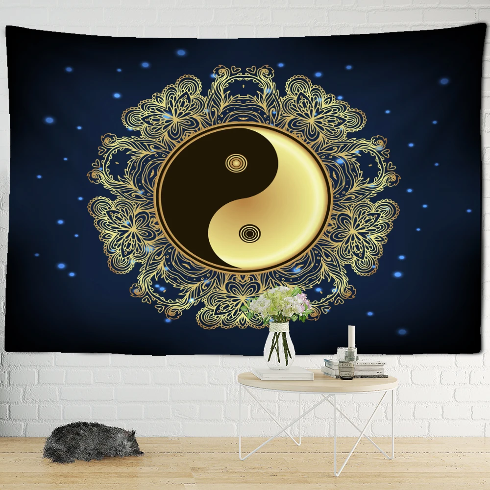 

Индийский коврик для йоги, гобелен с мандалой, Настенный декор в стиле бохо, настенная ткань, психоделический хиппи, Настенный Ковер, декор д...