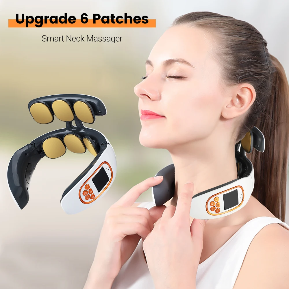 

4 Modes Smart Neck Massager EMS/TENS Micro-current Pulse Cervical Traction Therapy Massage Stimulator Relaxation Pain Relief