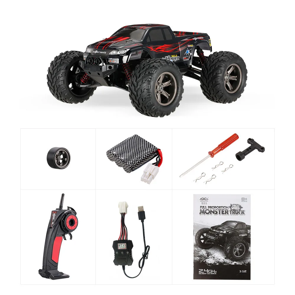 Red-USB plug 9115 1/12 2WD RC автомобиль 40 км/ч 2,4 ГГц Электрический RTR высокая скорость скалолазание RC автомобиль амортизация дизайн большой ноги RC автомобиль игрушки для детей - Color: Red-USB plug