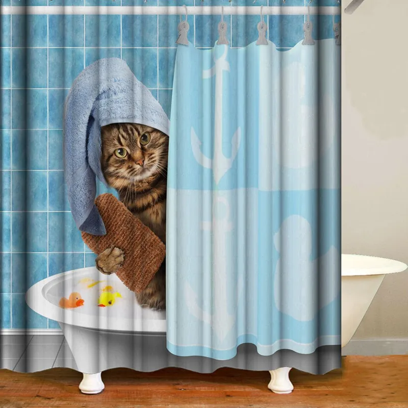 

Lovely Cat Printing Shower Curtain Polyester Waterproof Cloth Shower Curtains Bathroom Curtain Funny Shower Curtain
