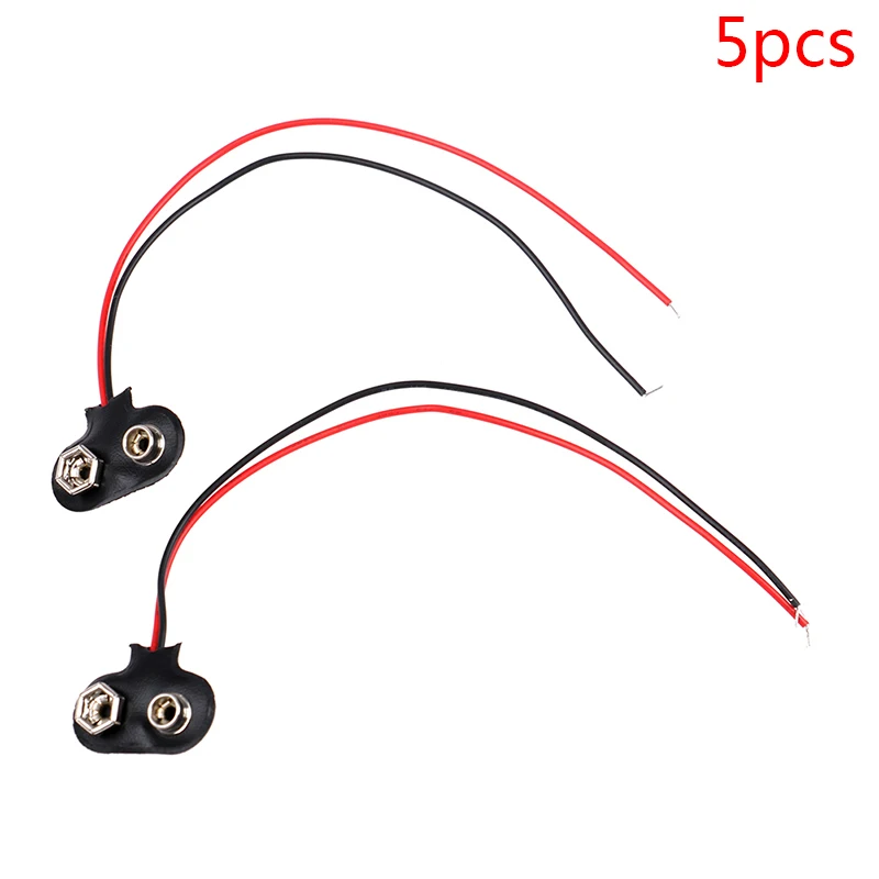 

5pcs/lot 9V Battery Clips 15cm Black Red Cable Connection Connector Buckle