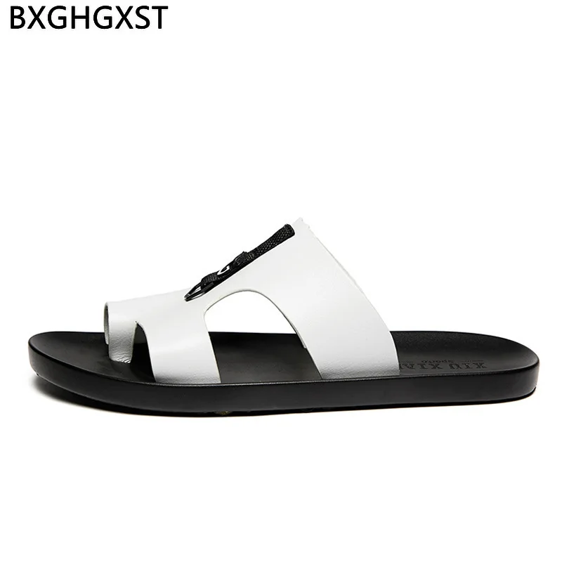 

Шлепанцы мужские из натуральной кожи, сланцы, пляжная обувь, дизайнерские, повседневные, лето 2022