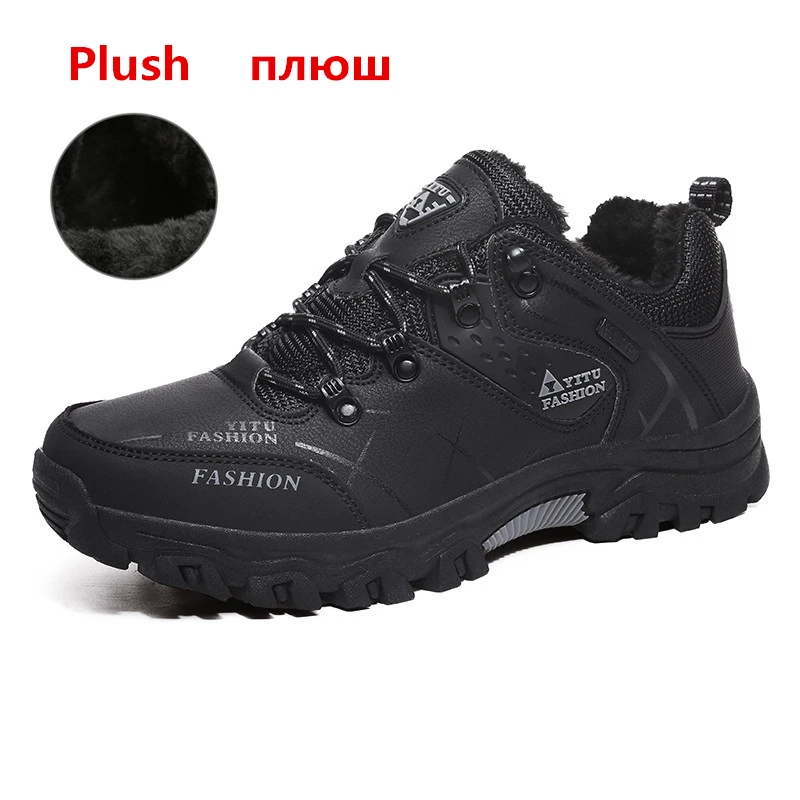 black add plush MIXIDELAI/мужские зимние ботинки; теплые зимние ботинки на меху; Мужская обувь; повседневные уличные кроссовки унисекс; ботильоны; резиновые мужские ботинки; 47 - Цвет: black add plush