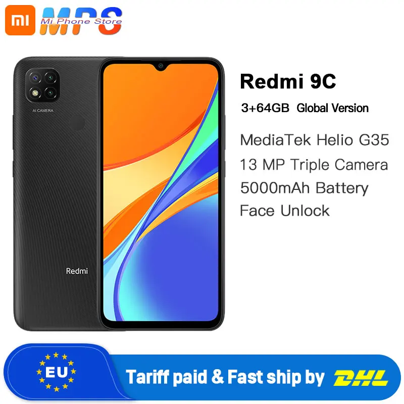Смартфон Xiaomi Redmi 9C глобальная версия 3 ГБ ОЗУ 64 Гб ПЗУ MediaTek Helio G35 6 53 дюйма 5000 мАч