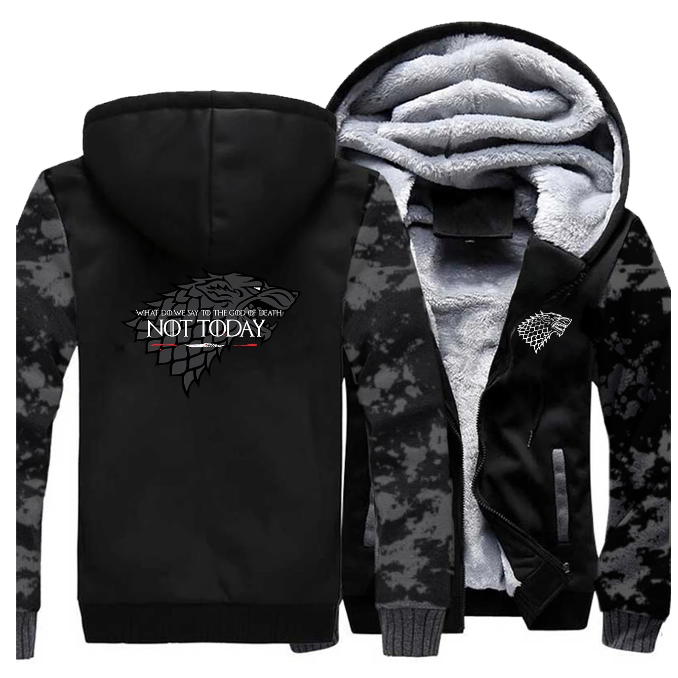 Игра престолов Мужская Толстая зимняя Флисовая теплая куртка Ayra Stark пальто Not Today пальто толстовки Толстовка дом Старк спортивная одежда - Цвет: Vintage Gray