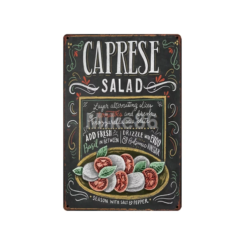 

[ WellCraft ] Salad Cookies Pie Cocktail Metal Signs Wall Plaque Decor for Bar Pub Hotel Iron Painting LT-1759