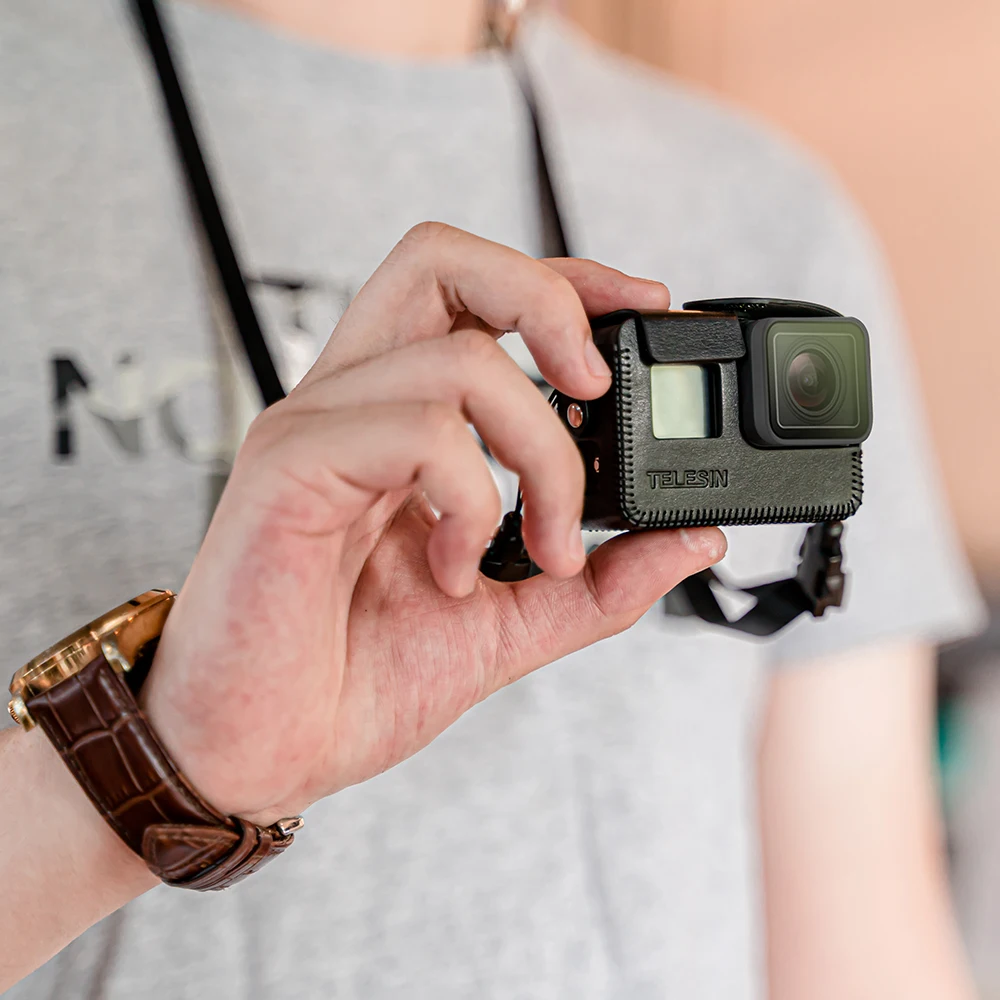 Телесин из искусственной кожи чехол для GoPro Hero 8 для Hero 5 6 7 черная рамка Крышка мини-протектор черный коричневый с длинным ремешком аксессуары