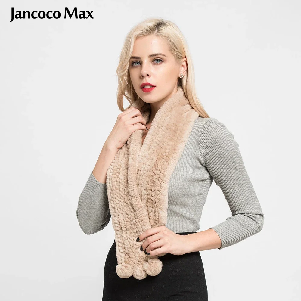 Плотный вязаный шарф Jancoco Max Lady из натурального кролика Рекс высококачественные