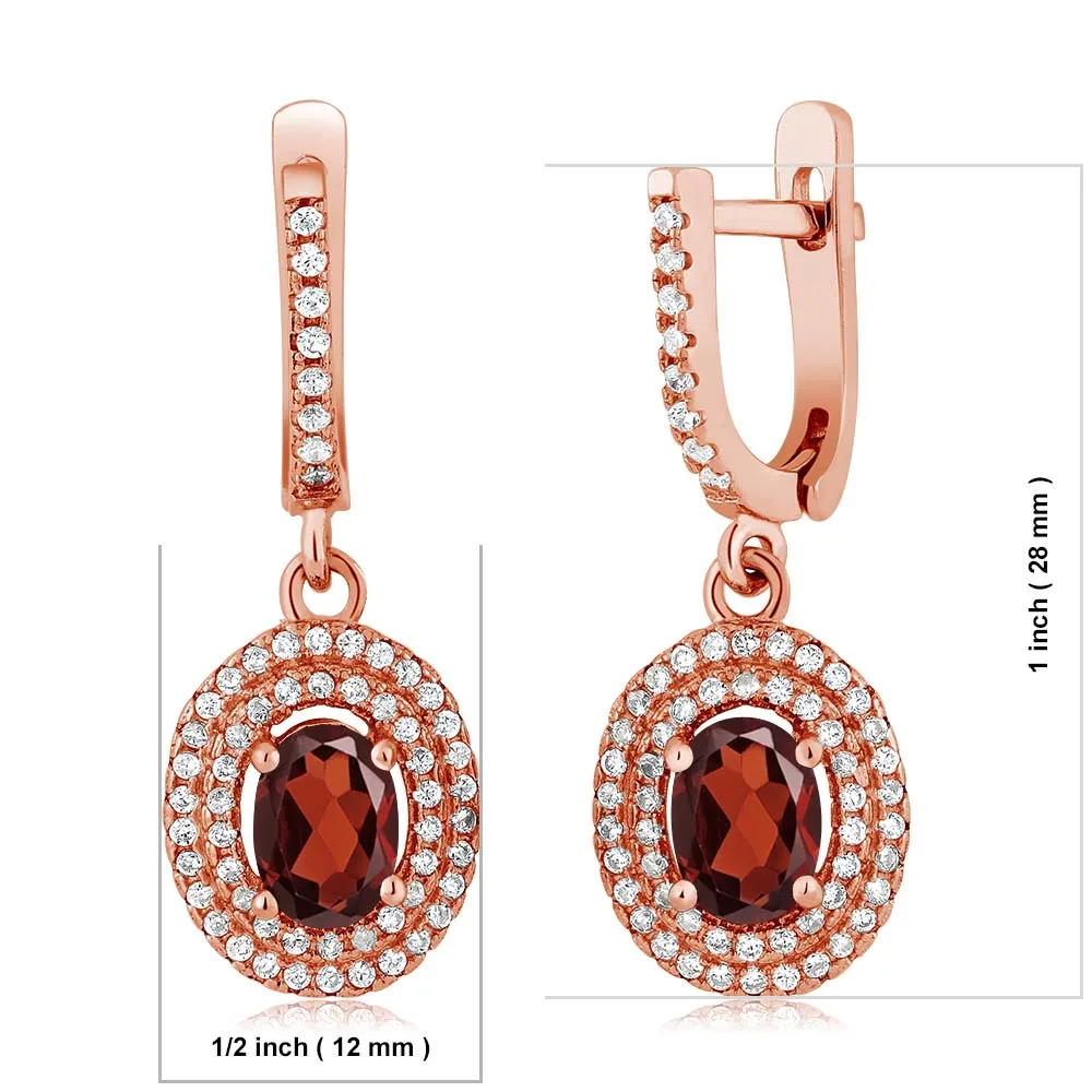 GemStoneKing 2 62 Ct овальные натуральные красные Гранат Серьги 925 покрытые розовым