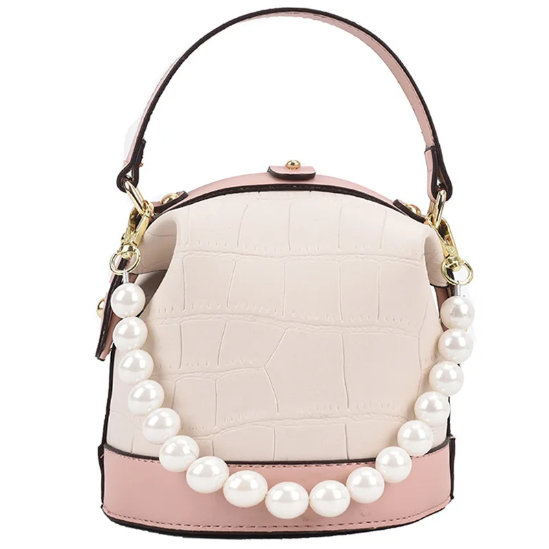 

Textured Stone Pattern Ladies Bag 2021 Niche Design New Fashion One-shoulder Messenger Bag Pearl Portable Bucket Bag