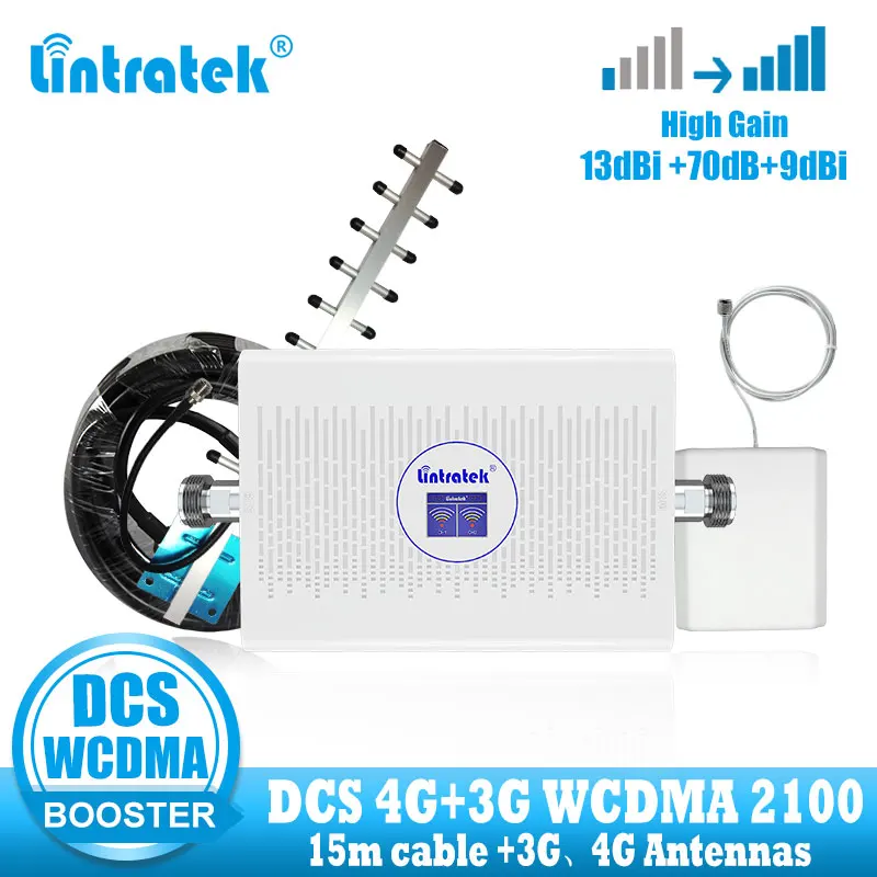 Усилитель сотового сигнала Lintratek KW23C DW 70дБ 3G/ 4G|Усилители сигнала| |