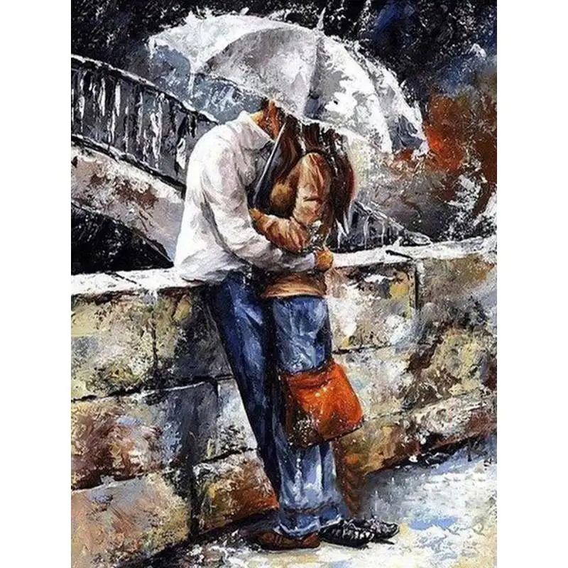 3D вышивка крестиком алмазная живопись пара влюбленные под дождем распродажа