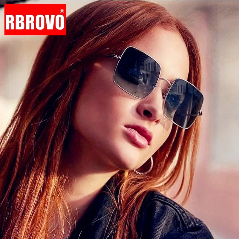 

RBROVO 2023 Square Retro Sunglasses Women Vintage Glasses Women High Quality Eyewear Women/Men Mirror Oculos De Sol Feminino