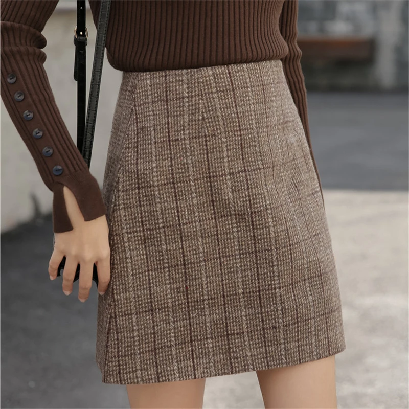 Женская клетчатая трапециевидная юбка модная шикарная Повседневная мини-юбка на